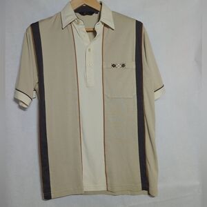 Gabicci Concepts Sz M Men's Beige and Brown Short Sleeve Shirt